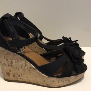Black Madden girl wedges with flowers